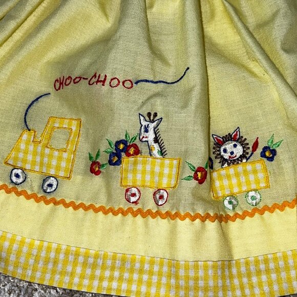 Vintage Choo-Choo Train Zoo Animals 6-9 Months Yellow Dress - Picture 8 of 8
